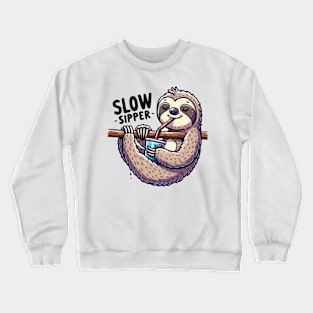 Chill Out: The Slow Sipper Sloth Crewneck Sweatshirt